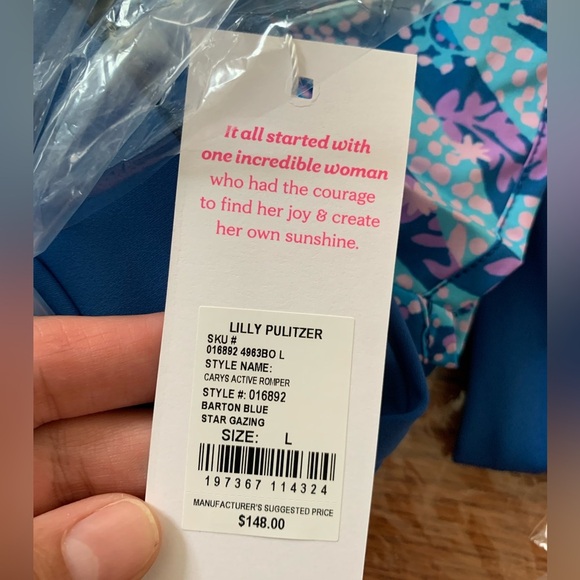 Lilly Pulitzer | Luxletic Carys Active Romper Barton Blue Star Gazing NWT L - Picture 5 of 5